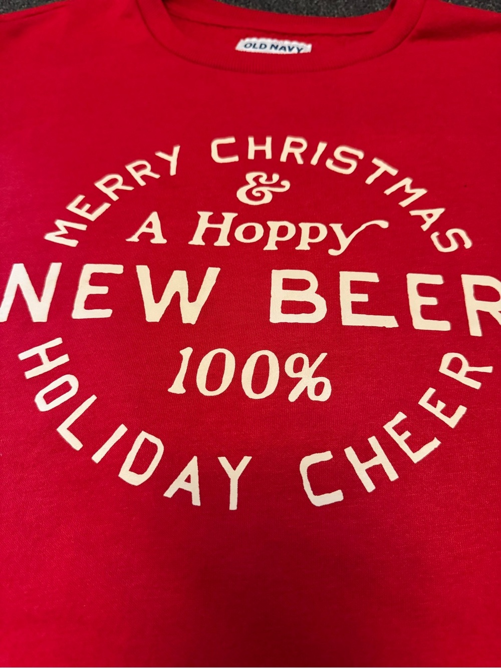Old Navy Christmas Beer Graphic Sweatshirt XXL Tall Red Funny Holiday Hoppy New - Picture 4 of 8